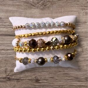 Gold and Crystal Beaded Bracelets